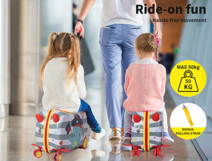 Dekko 17' ' Kids Luggage Ride On Suitcase on Wheel with Scooter for Travel Seat