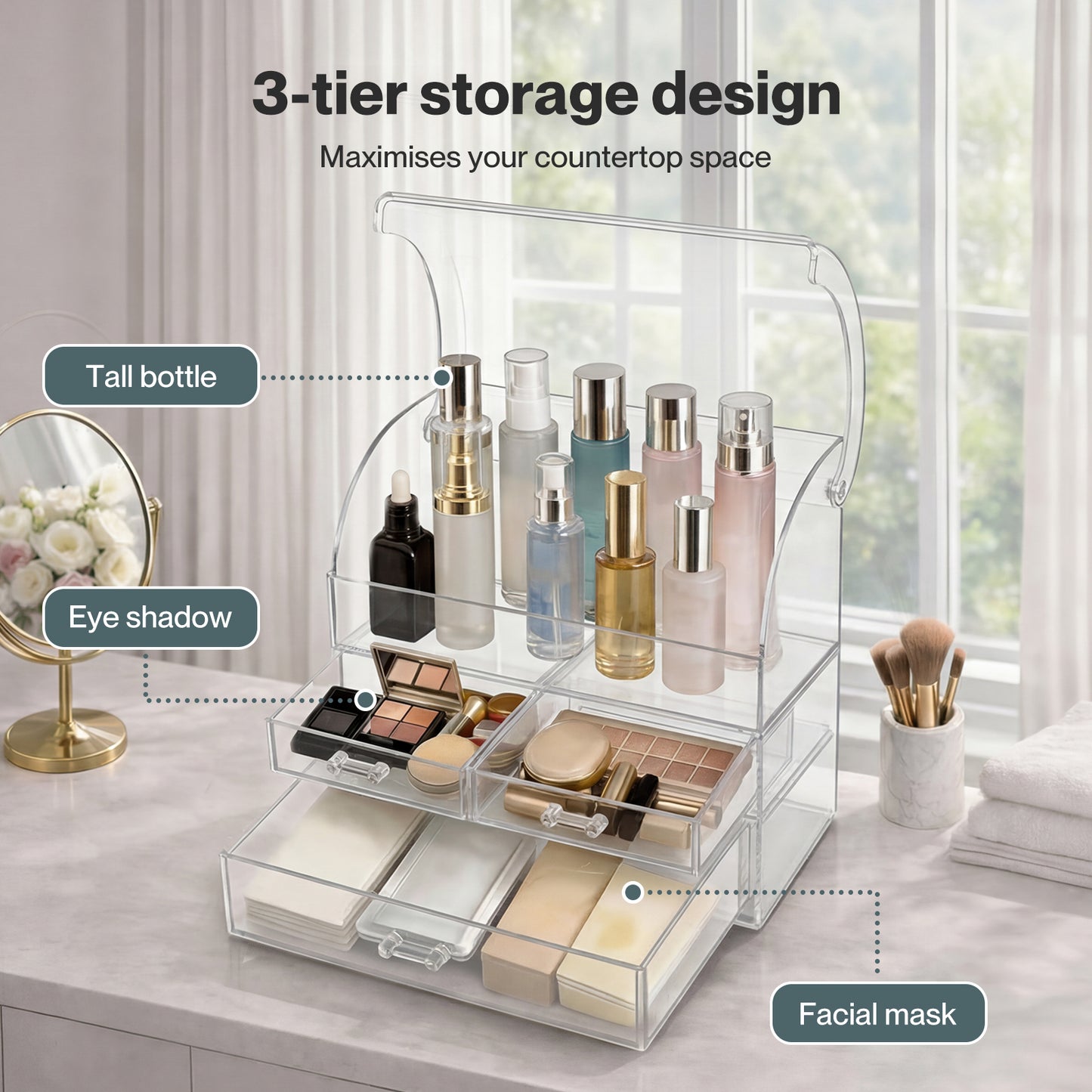 ilus Makeup Storage Organiser Acrylic Cosmetics Organizer Beauty Clear Color