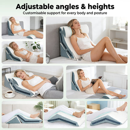 Lavio Large Wedge Pillow Cooling Memory Foam Orthopaedic Bed Cushion Acid Reflux