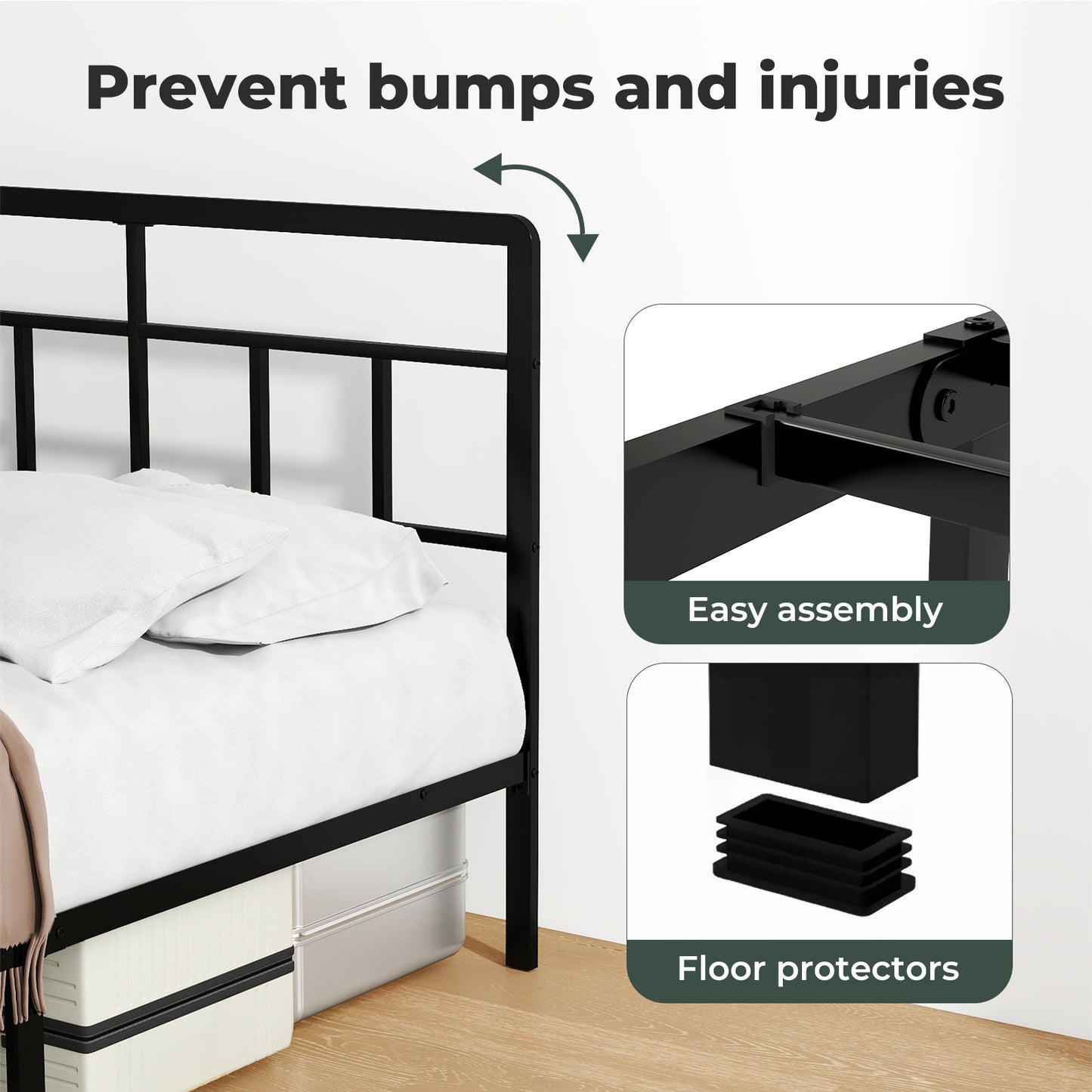Levede Double Small Double Bed Frame Metal Platform with Headboard Heavy Duty