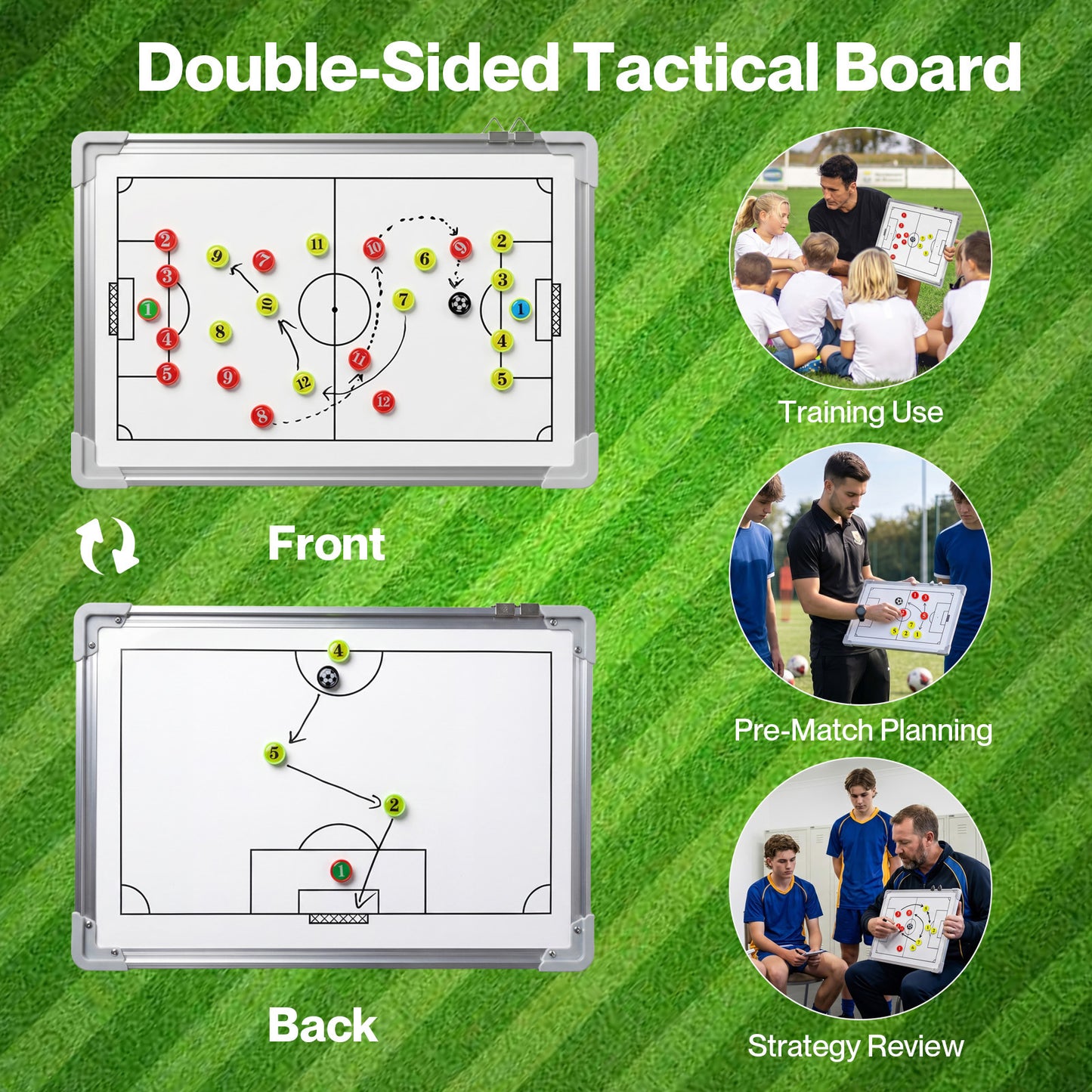 Magnetic Football Tactics Board Double Sided Soccer Coaching Clipboard Training