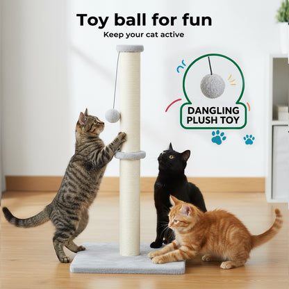 Skylos Tall Cat Scratching Post 75cm Sisal Pole Heavy Duty Base Scratcher Ball