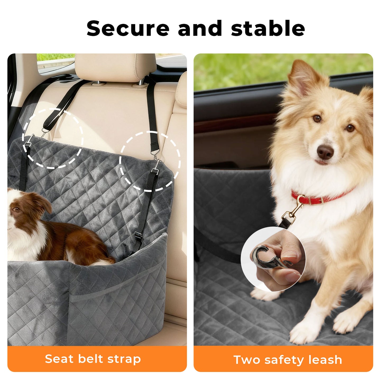 Skylos Dog Booster Car Seat Travel Carrier Bed Basket for Pet up to 55lbs Grey