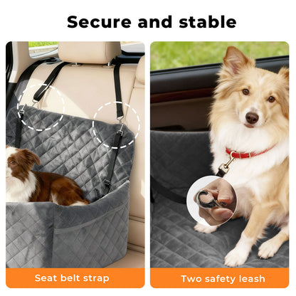 Skylos Dog Booster Car Seat Travel Carrier Bed Basket for Pet up to 55lbs Grey