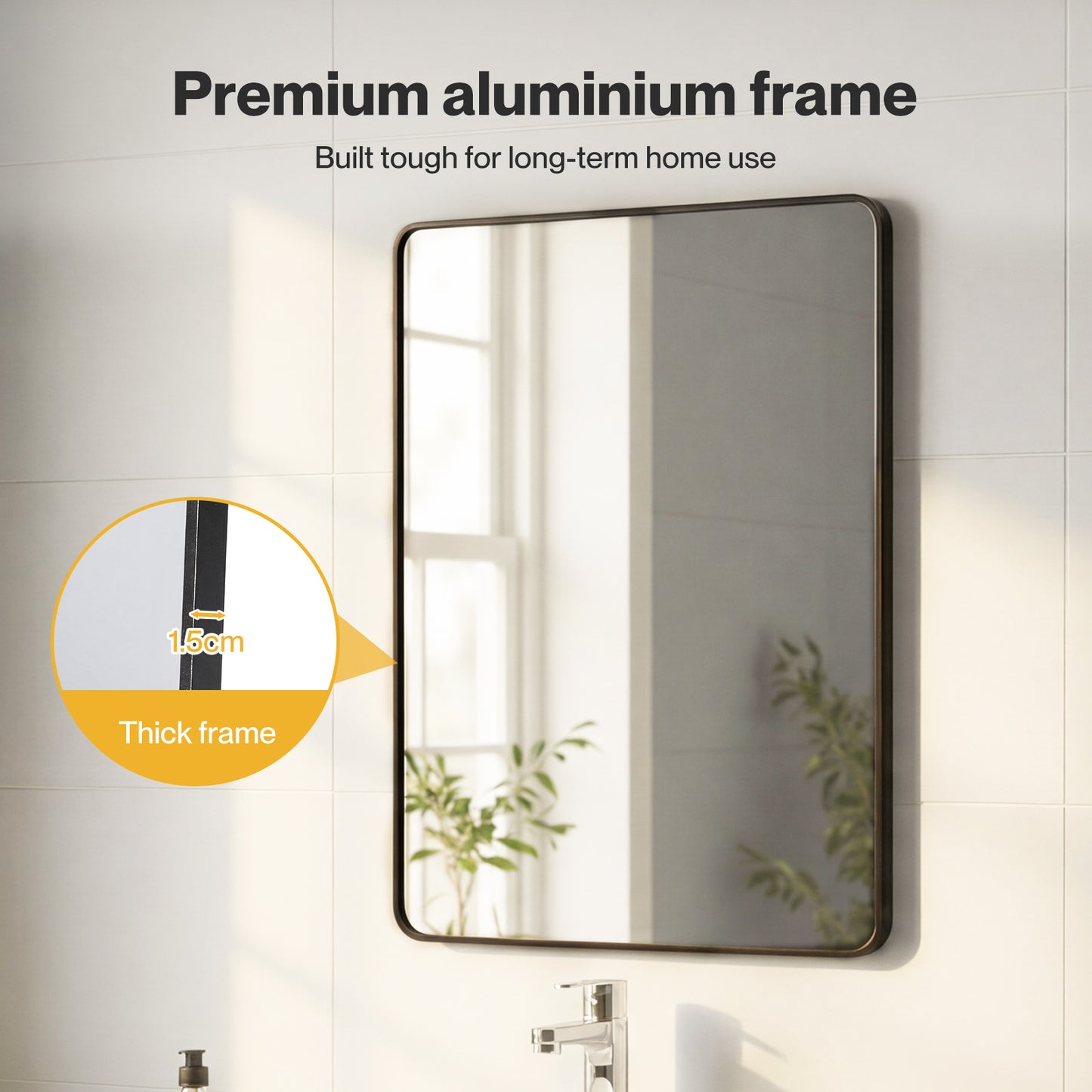Yezi Wall Mirror 50x75cm Bathroom Bedroom Hallway Vanity Mirror Tempered Glass
