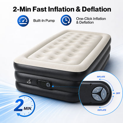 Lavio Air Mattress Built in Pump Single High Raised Inflatable Bed Waterproof