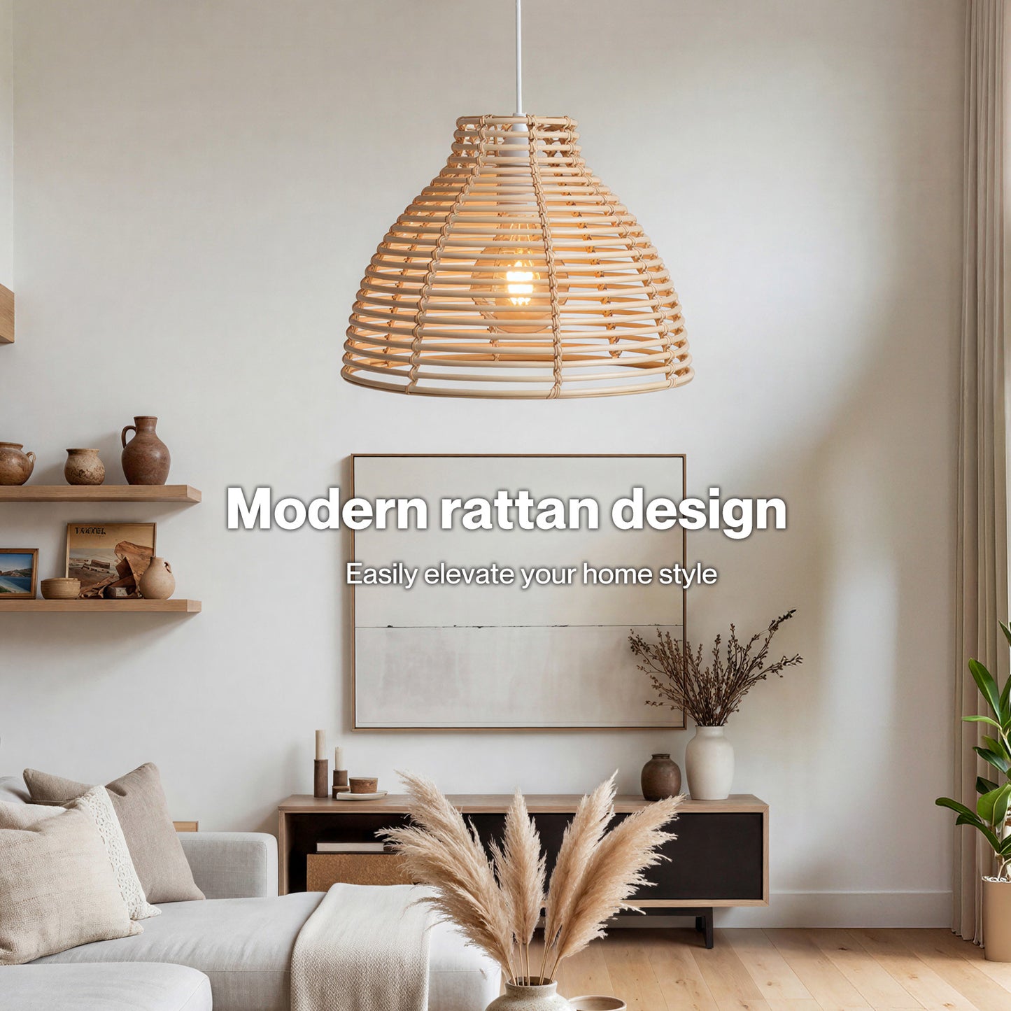 Emitto Ceiling Light Shade Wicker Basket Style Plastic Lampshade Pendant  2PCS