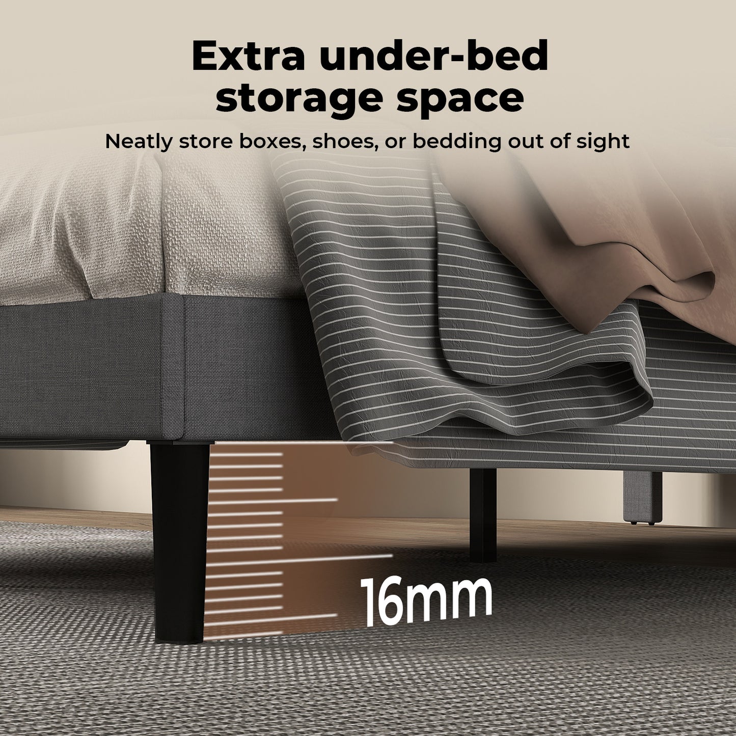 Levede Upholstered Bed Frame Wood Small Double Linen Fabric Soft Foam Headboard