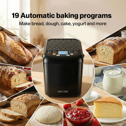Spector 19 in 1 Bread Maker 1.2LB Bread Machine Low Noise 500W Timer Non Stick