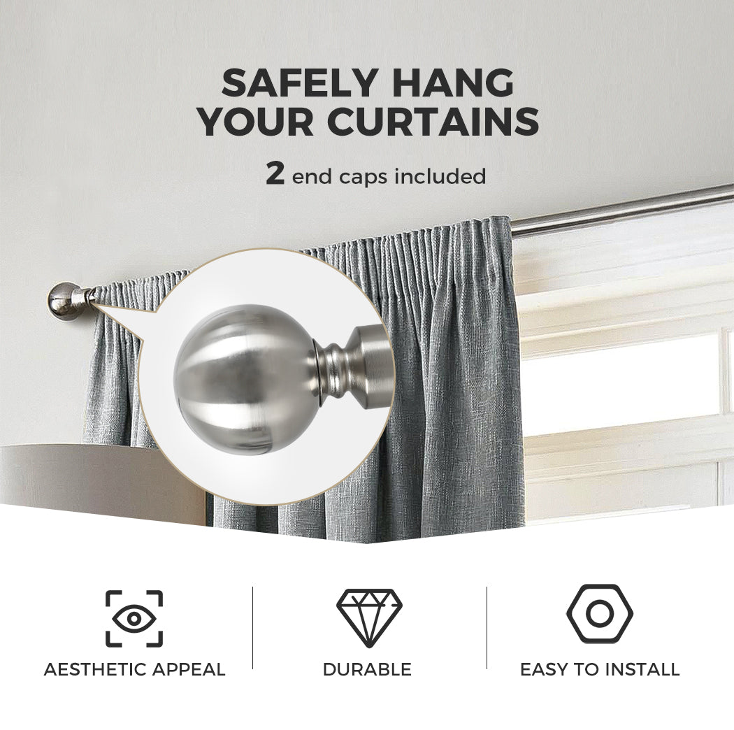 Marlow Steel Curtain Rod Quiet Rail Pole Set Extendable Adjustable Satin Nickel