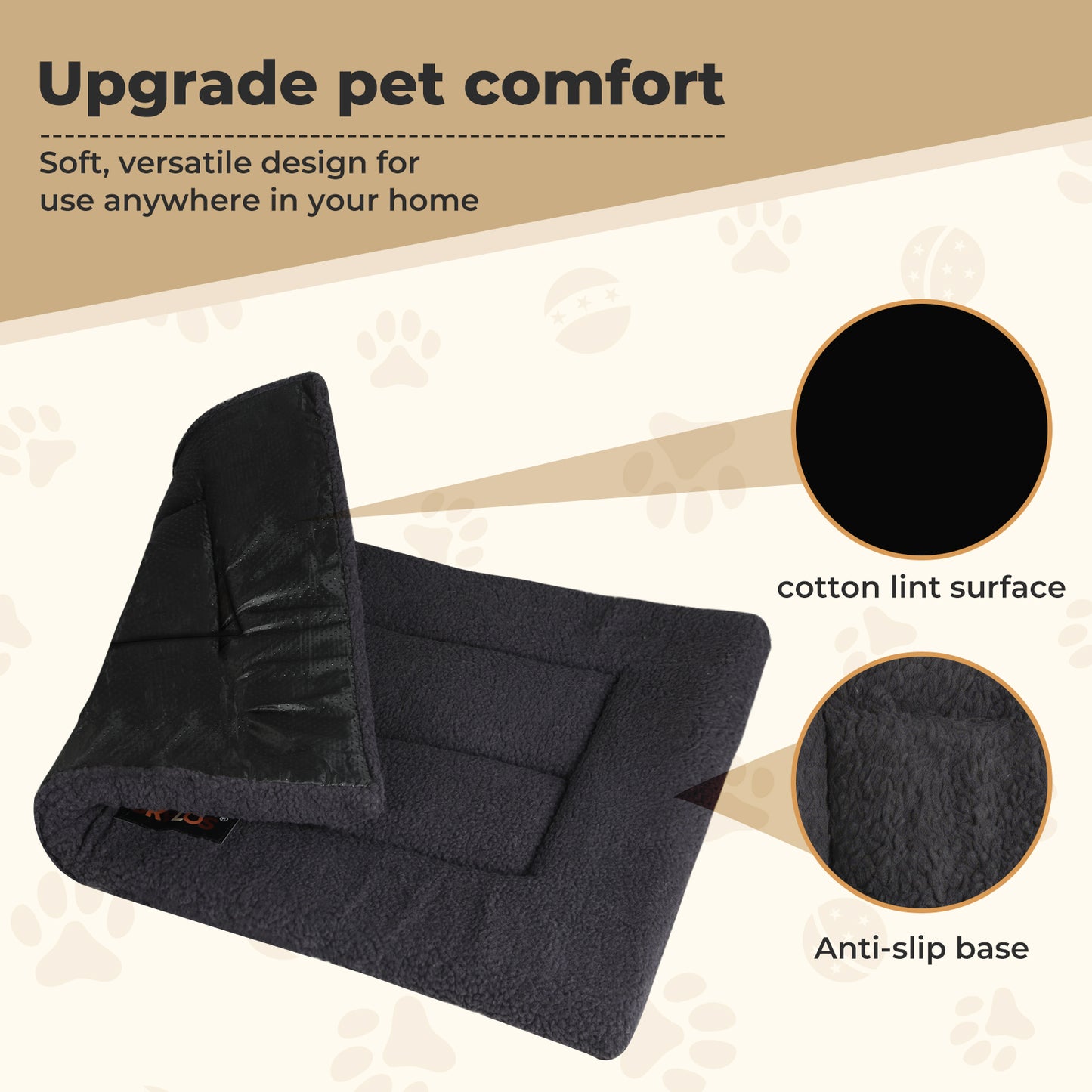 SKYLOS Dog Bed Mattress Soft Plush Cat Bed Non Slip Pet Crate Mat Small Large M
