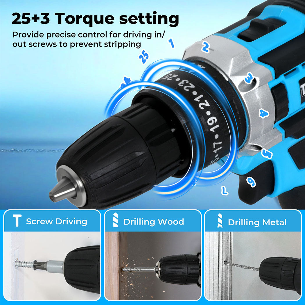 Traderight 21V Cordless Drill Combi Driver Electric Screwdriver Set 1 Battery