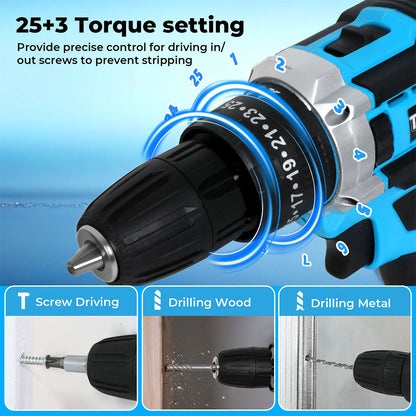 Traderight 21V Cordless Drill Combi Driver Electric Screwdriver Set 1 Battery