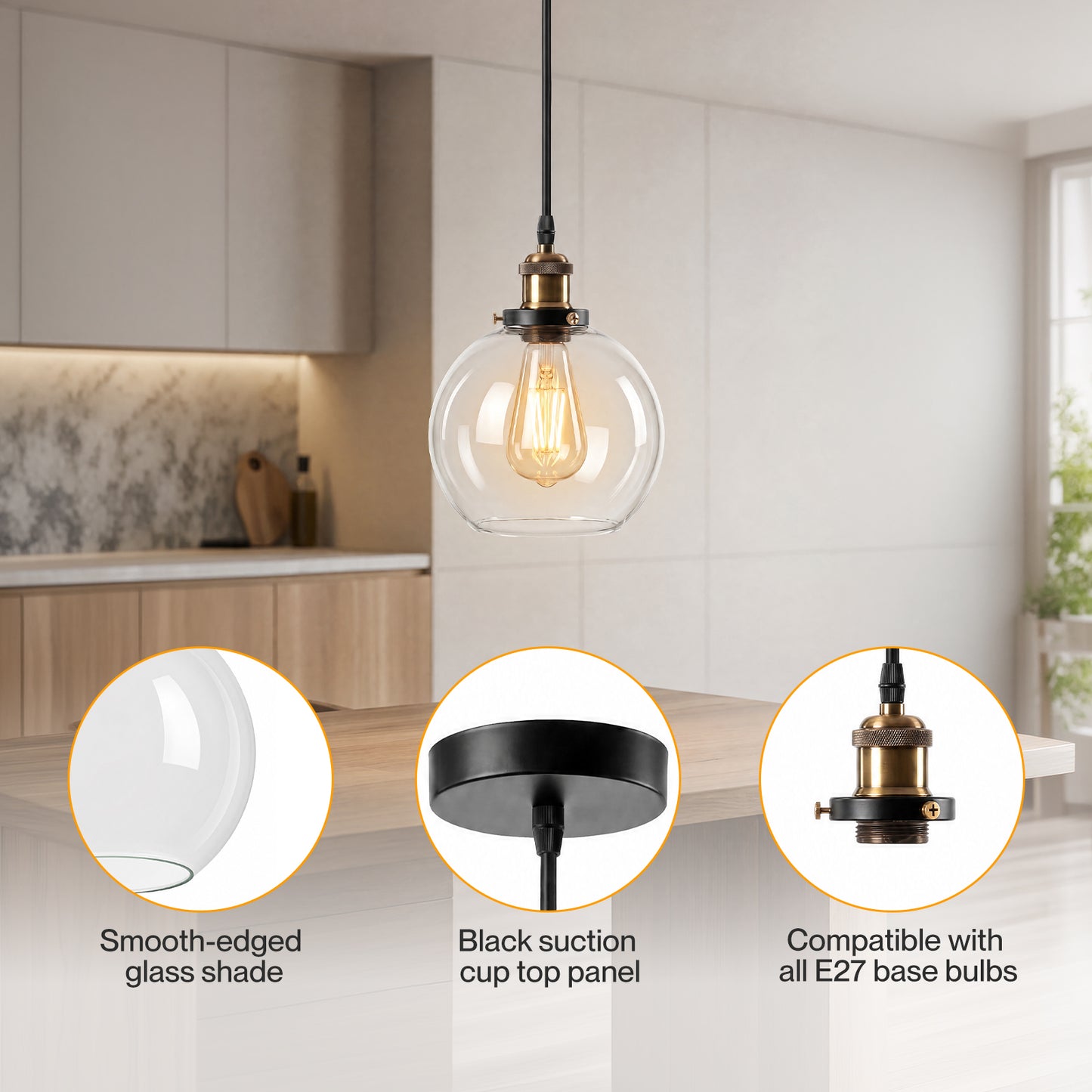 Emitto Pendant Light Modern Hanging Lamp Vintage Industrial E27 Ceiling Light