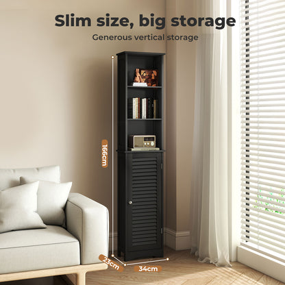 Levede Tall Bathroom Cabinet Freestanding Slim Bathroom Storage Cupboard Unit