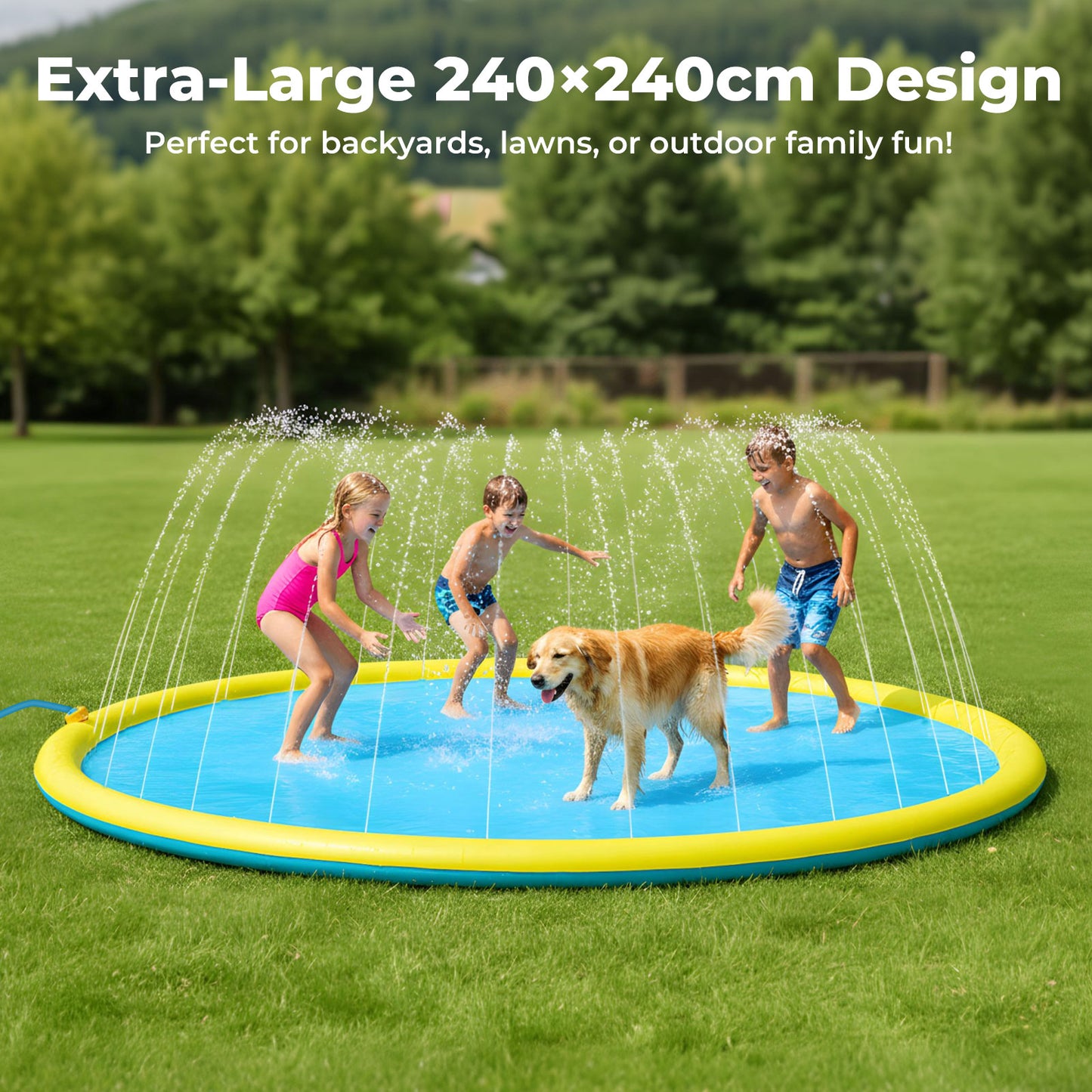 Skylos Splash Pad Inflatable Pool Kids Dog Sprinkler Water Play Mat Outdoor