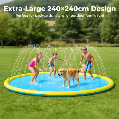 Skylos Splash Pad Inflatable Pool Kids Dog Sprinkler Water Play Mat Outdoor