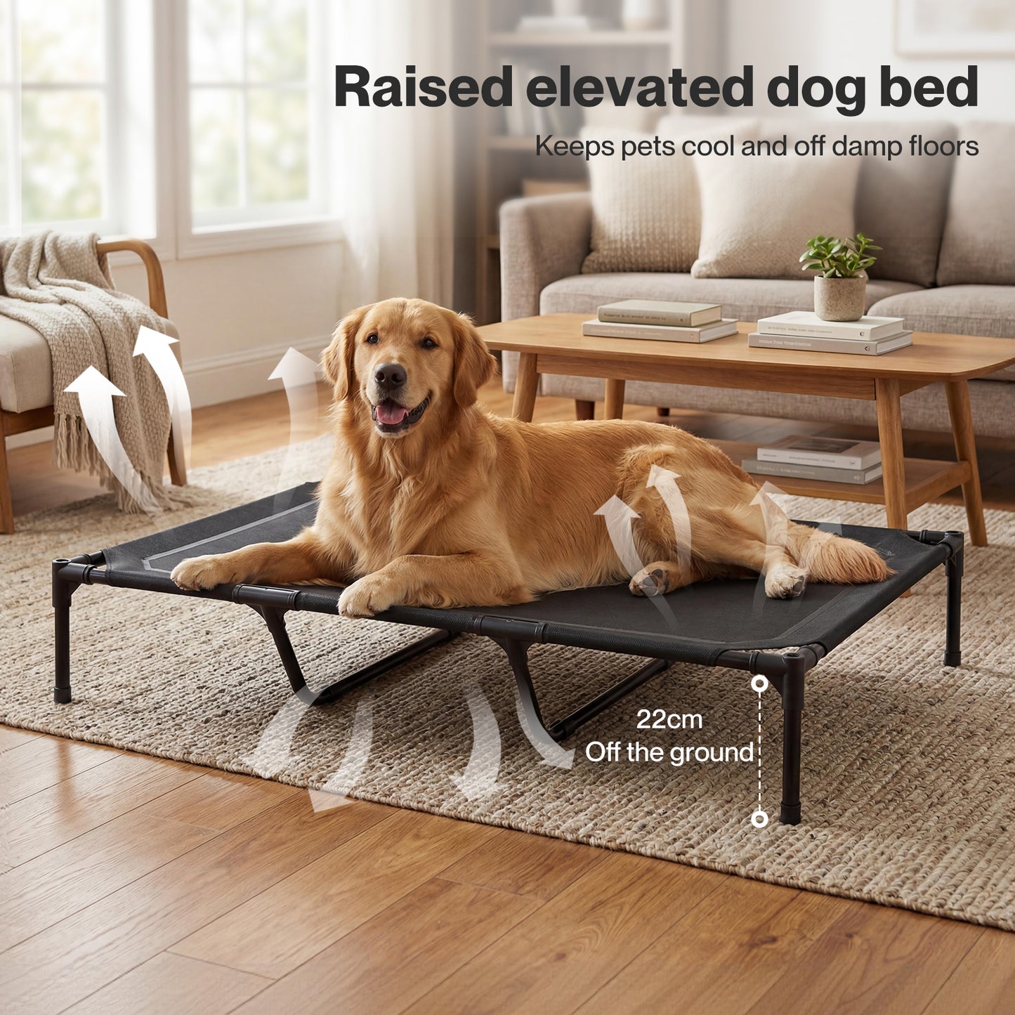 Skylos Elevated Dog Bed Large Mesh Raised Pet Cot Waterproof Indoor Outdoor