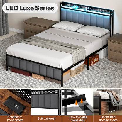 Levede Bed Frame Metal Platform with Headboard Heavy Duty Home Furniture Storage