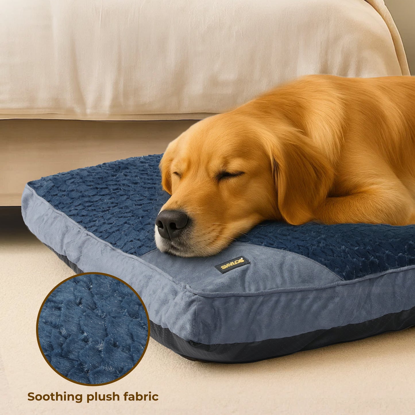 Skylos Dog Bed Soft Plush Pet Mattress Warm Washable Anti-Slip Cushion Mat