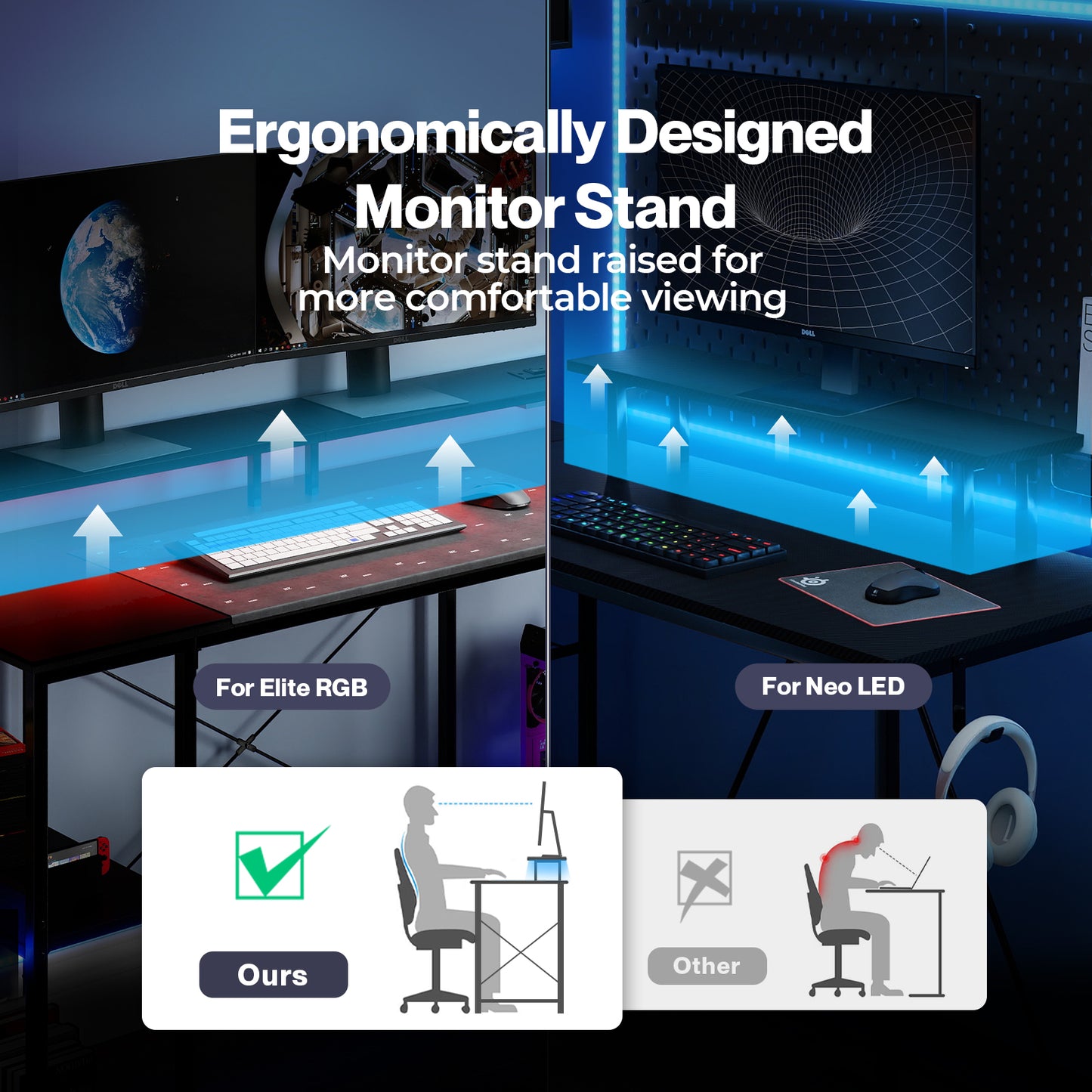 Levede Gaming Desk RGB LED Light Power Computer Table Storage Shelf Home Office