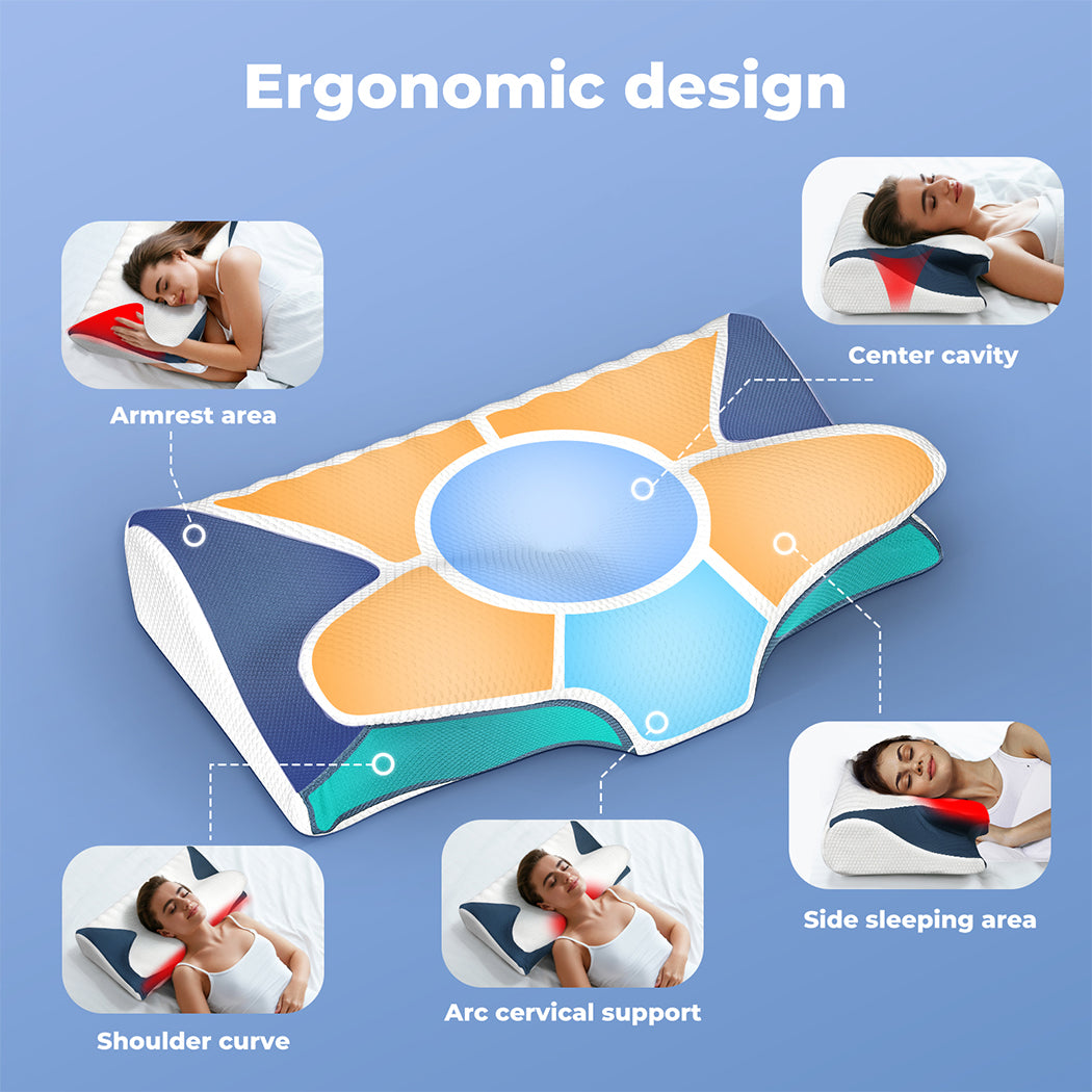Lavio Cervical Contour Memory Foam Pillow Side Sleeper for Neck Pain Relief