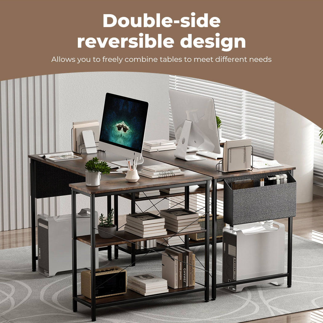 Levede L Shaped 120cm Browm Computer Desk Home Office Laptop Modern
