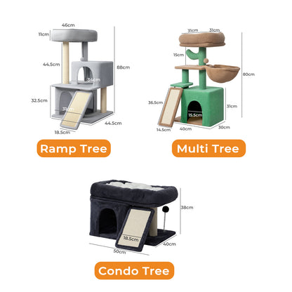 Skylos Cat Tree Activity Center Scratching Post with Condo Perch Bed Hammock