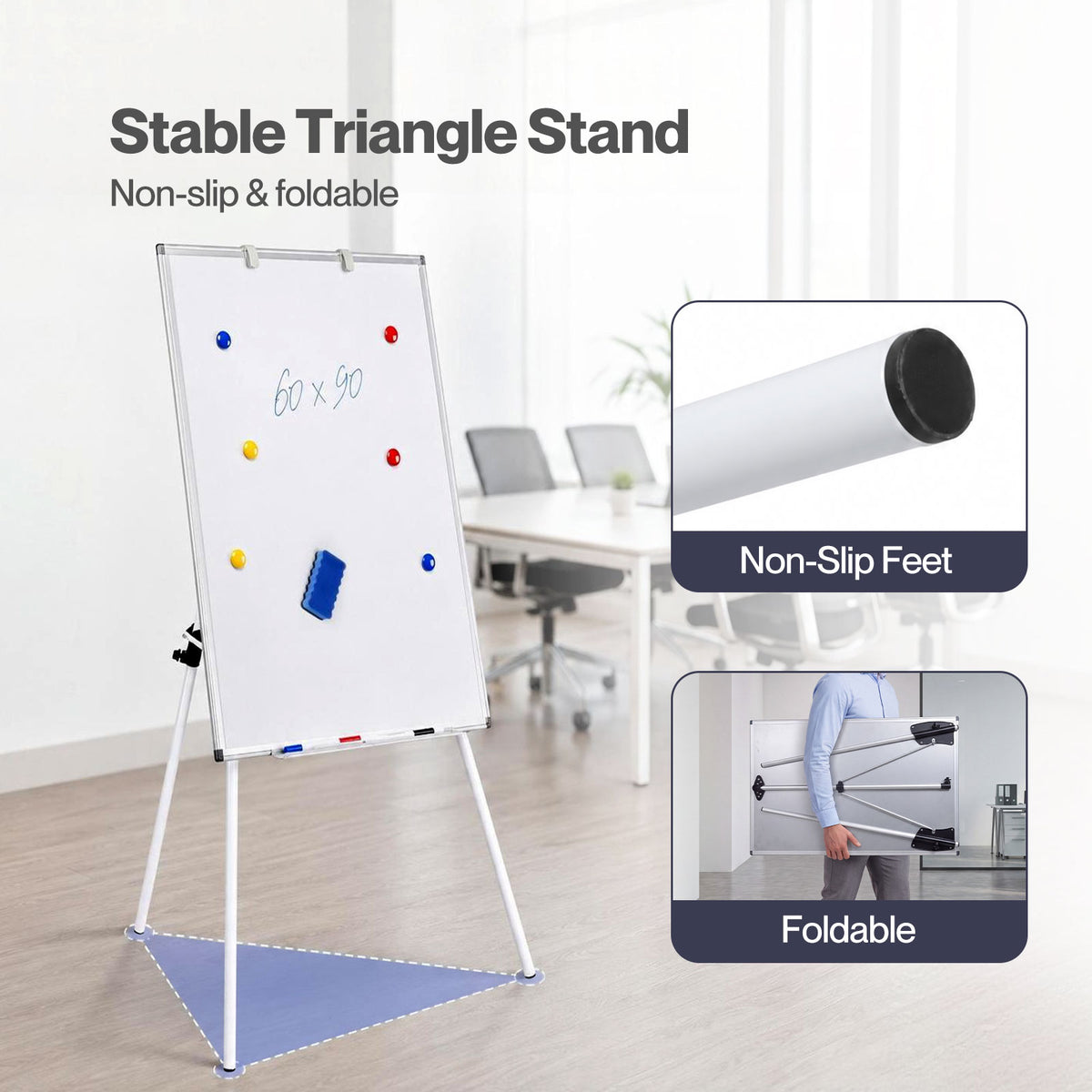 Levede Magnetic Whiteboard with Foldable Tripod Dry Erase For Office White
