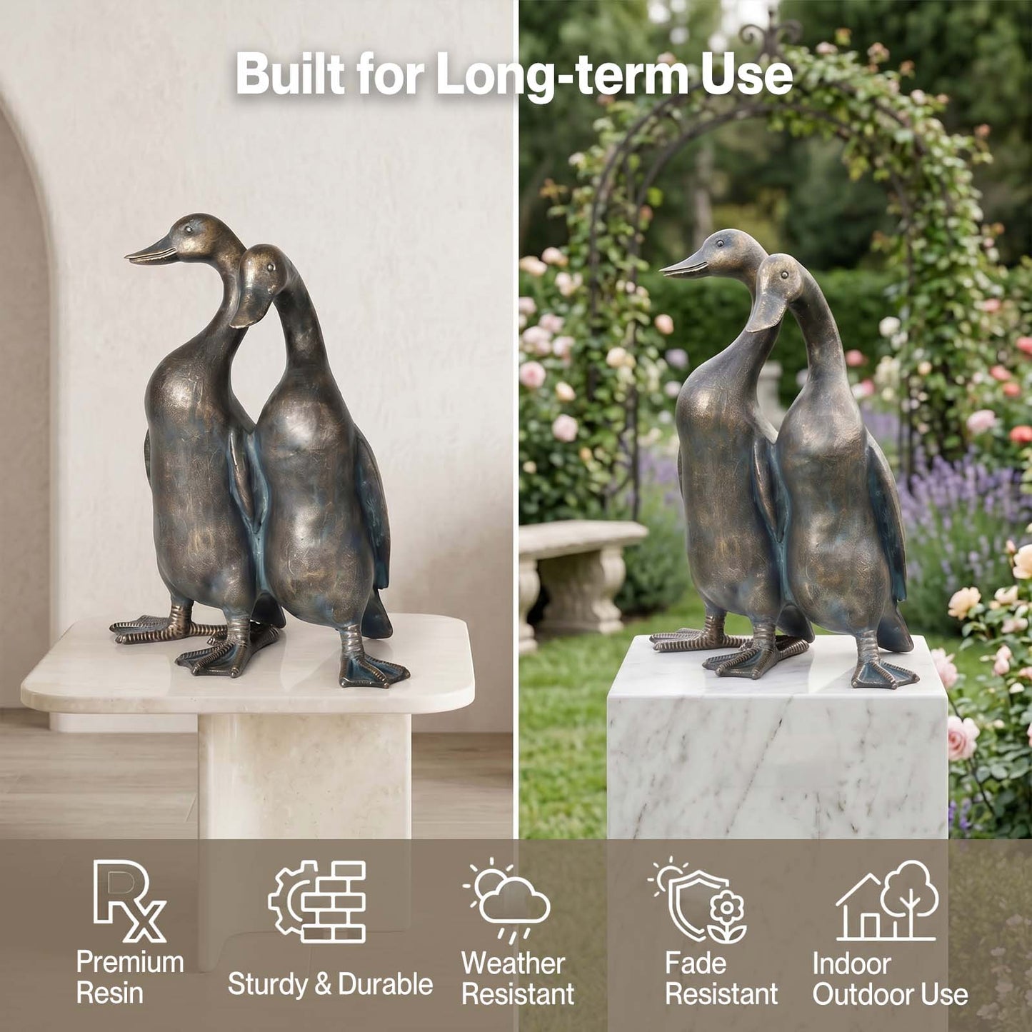 Levede  Outdoor Resin Duck Sculpture Garden Ornaments Patio Yard  Bronze color