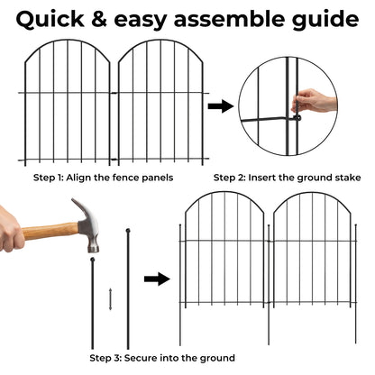 Levede Animal Barrier Metal Decorative Garden Fence Outdoor Pet Border 10 Pack