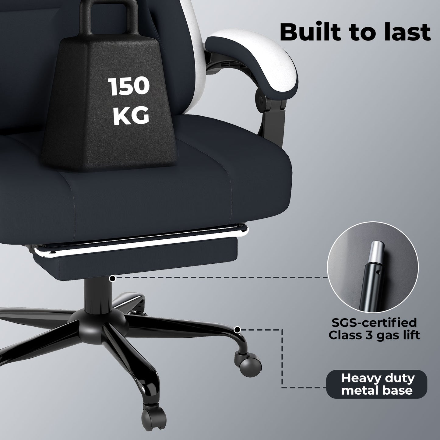 Levede Office Desk Chair Fabric Gaming Recliner Adjustable Height Swivel Black