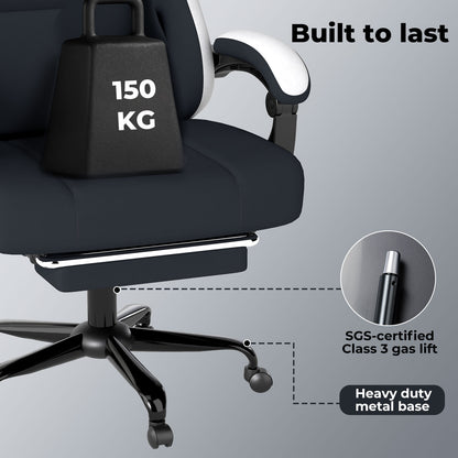 Levede Office Desk Chair Fabric Gaming Recliner Adjustable Height Swivel Black