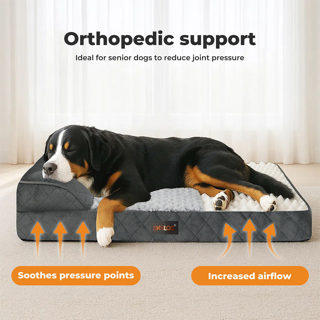 Skylos Orthopedic Pet Bed Dog Memory Foam Cushion Calming Mat Washable Large