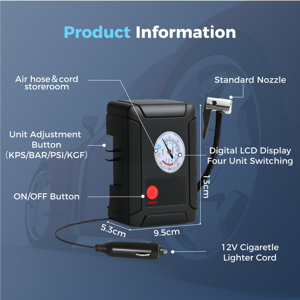 Manan Car Tyre Inflator Air Compressor Pump Portable Eelectric Digital 150PSI