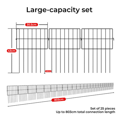 Levede 25 Pack Animal Barrier Metal Decorative Garden Fence Outdoor Pet Border