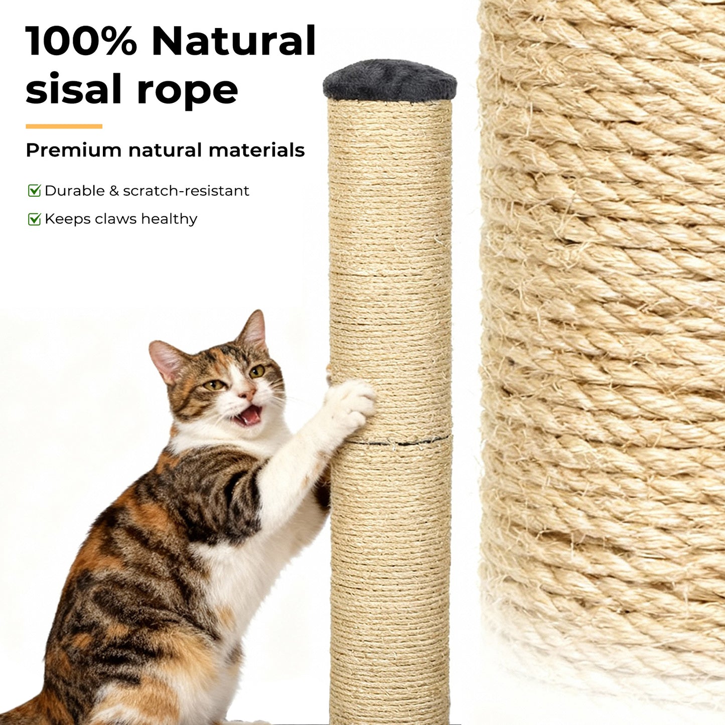 Skylos Tall Cat Scratching Post Natural Sisal Pole Heavey Duty Base with Ball