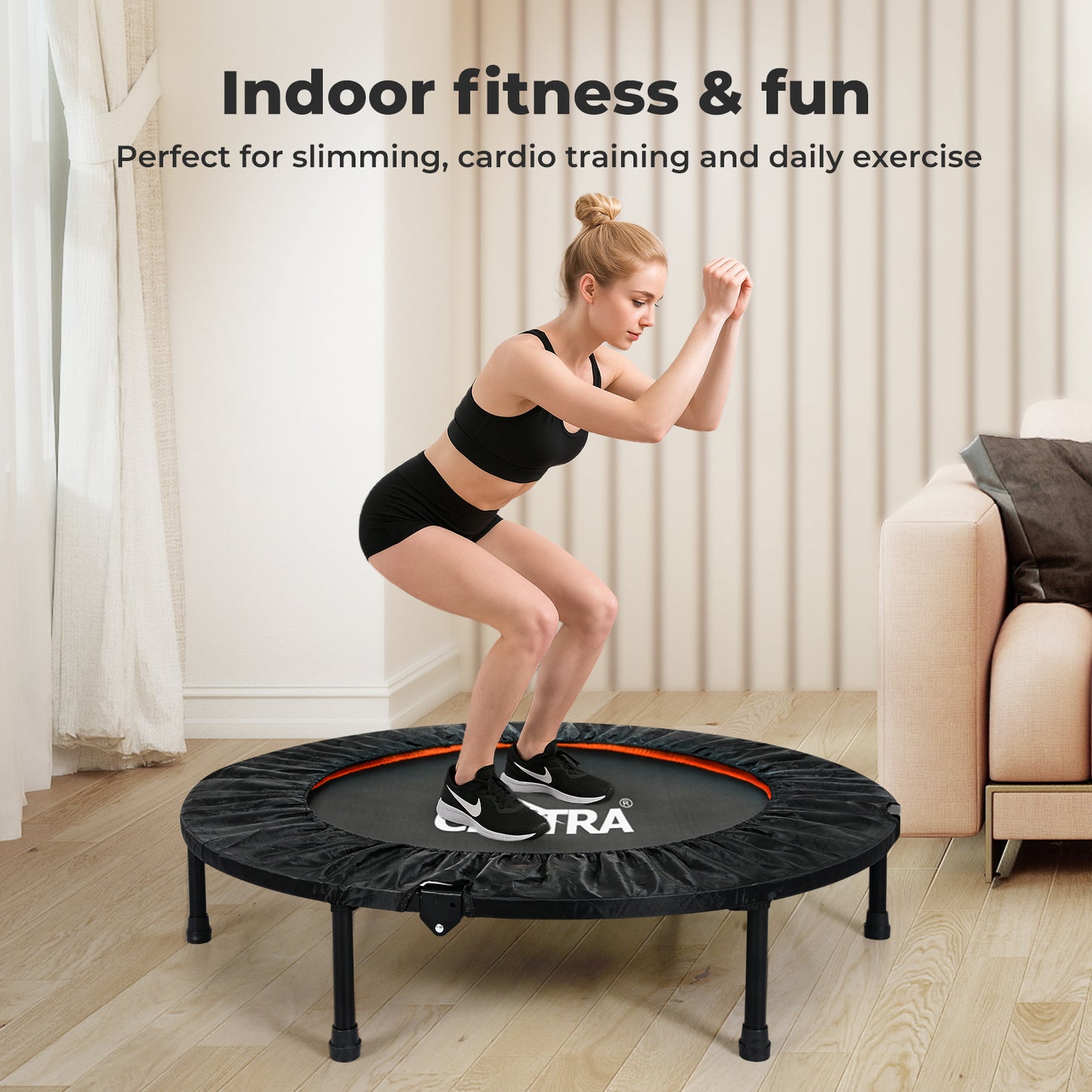 Centra 40 Inch Mini Trampoline Bounce Round Exercise Home Gym Fitness Rebounder