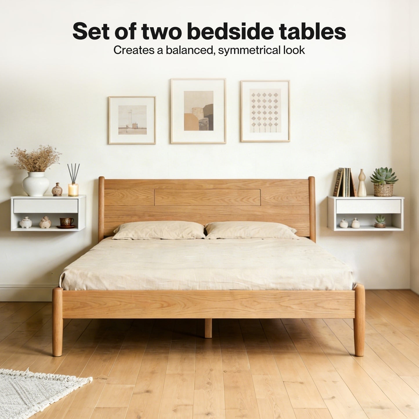 Levede Bedside Table Floating Set of 2 Wall Mounted Drawer Open Shelf White