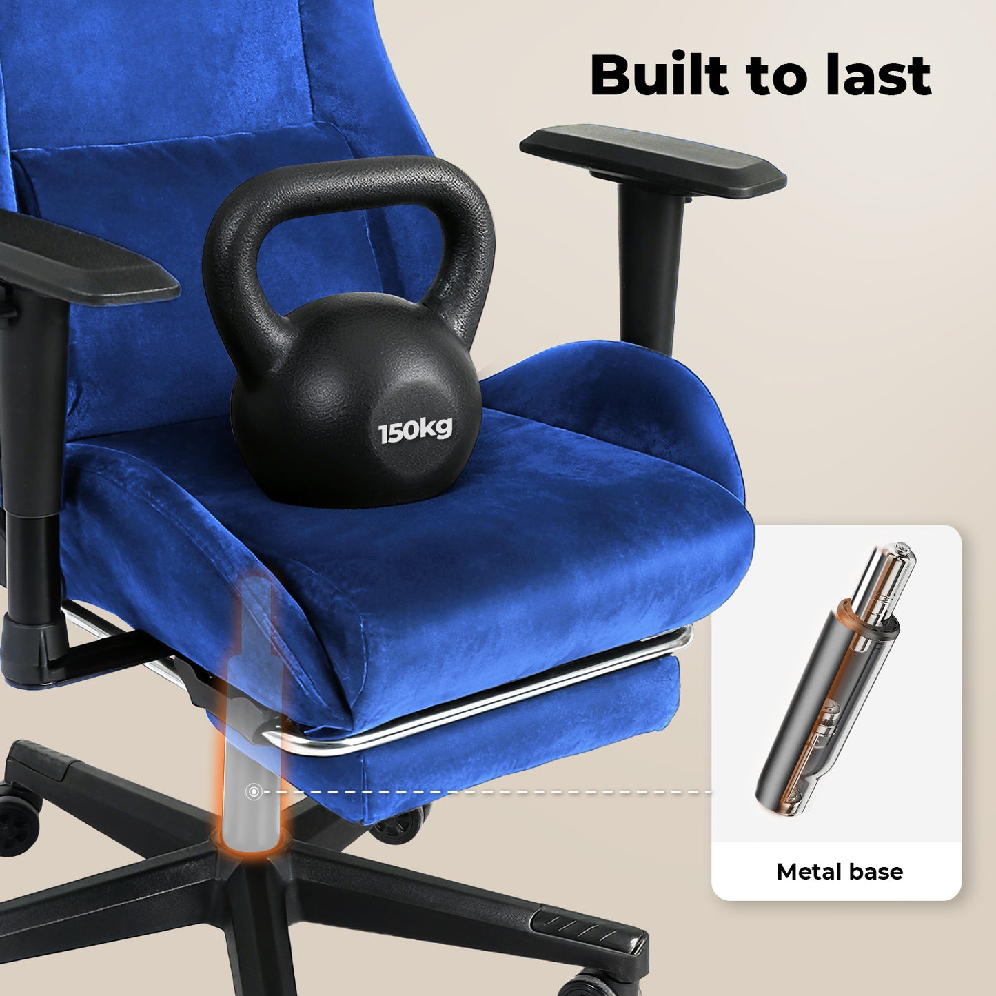 Levede Office Desk Chair Gaming Recliner Adjustable Height with Footrest Blue