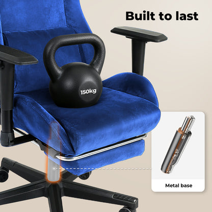 Levede Office Desk Chair Gaming Recliner Adjustable Height with Footrest Blue