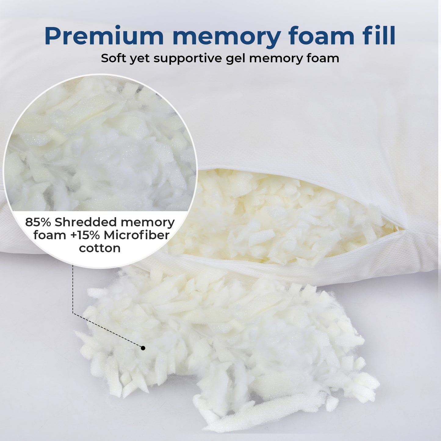 Lavio Side Sleeper Pillow Shreded Memory Foam Adjustable Comfort Bounce Back
