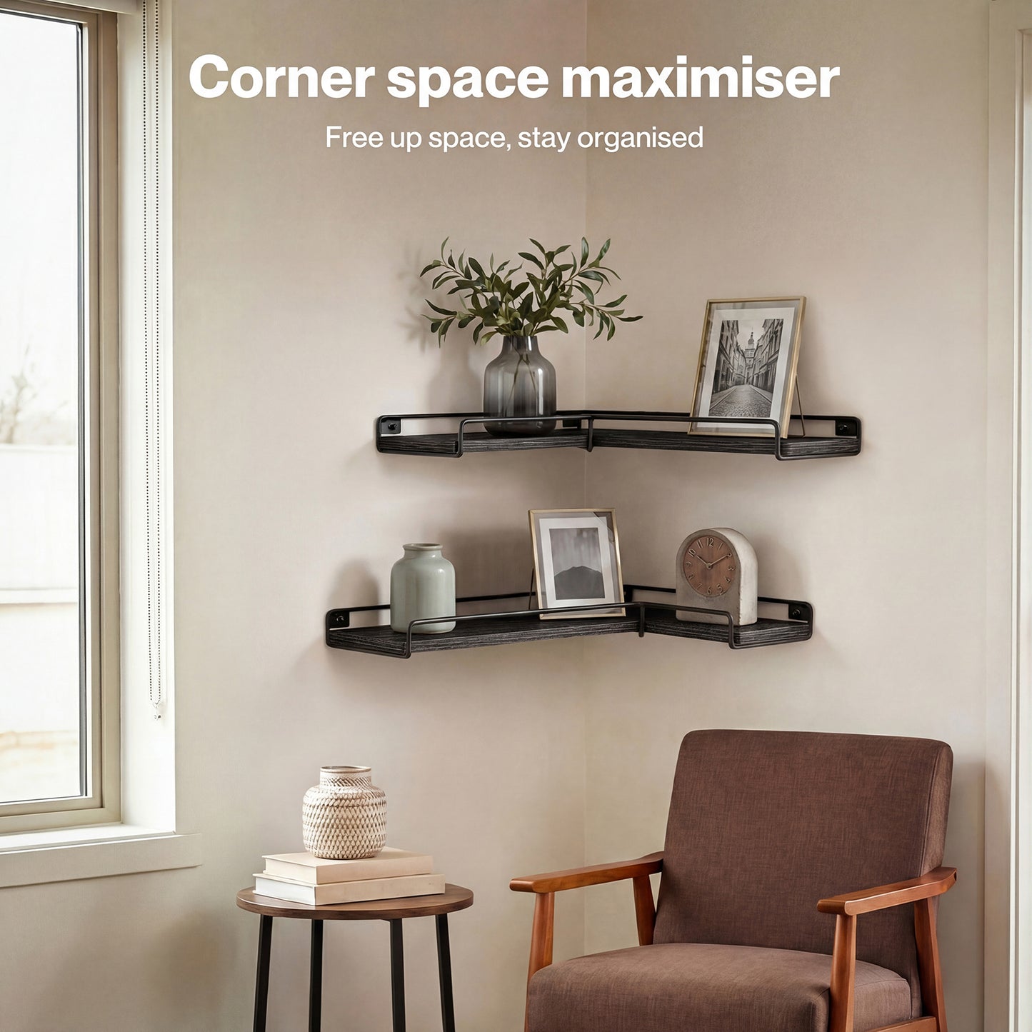 Levede Wall Shelves Floating 2pc Kitchen Corner Shelf Unit Home Sotrage Decor