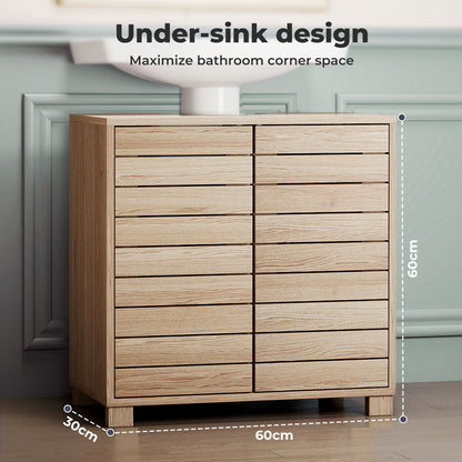 Levede Bathroom Under Sink Cabinet Basin Storage Cupboard 2 Door Oak Vanity Unit