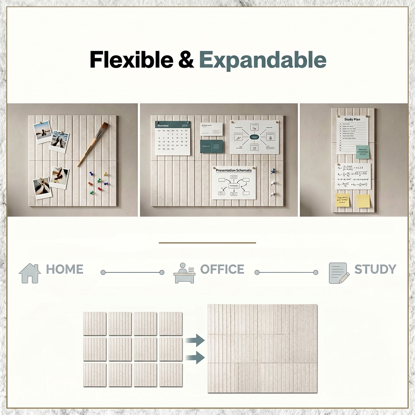 Levede Felt Notice Board 12PCS Wall Tiles Pin Board Self Adhesive Beige 30x30cm