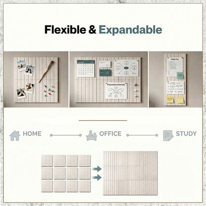 Levede Felt Notice Board 12PCS Wall Tiles Pin Board Self Adhesive Beige 30x30cm