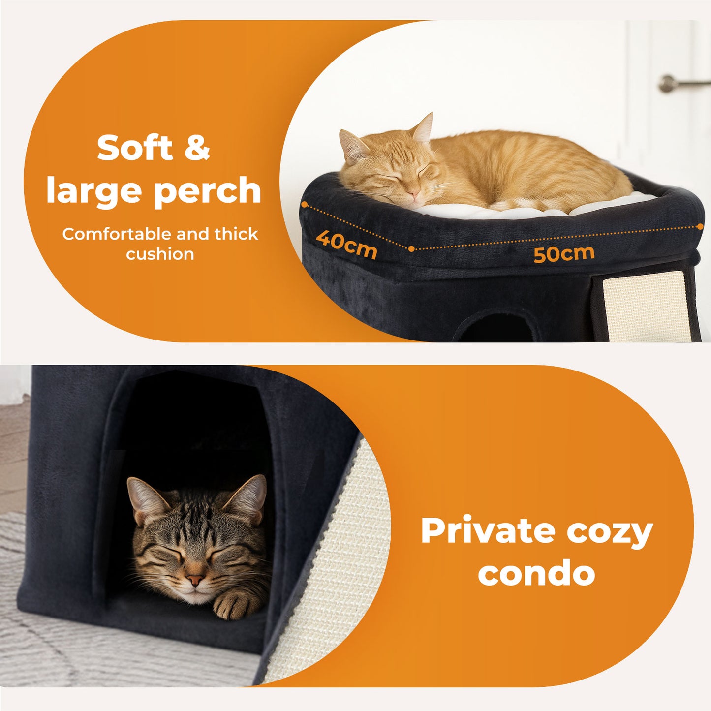 Skylos Cat Tree Tower Big Perch Bed Spacious Condo with Sisal Scratching Post
