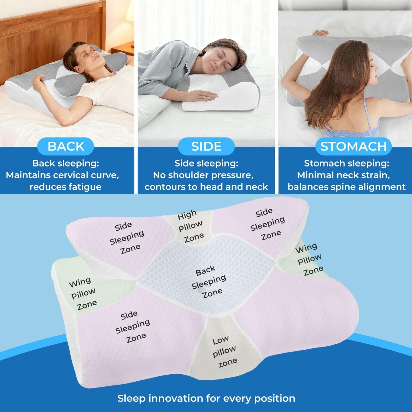 Lavio Orthopedic Neck Pillow Memory Foam Cervical Support Pillow for Pain Relief
