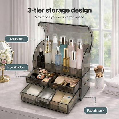 ilus Makeup Storage Organiser Acrylic Cosmetics Organizer Transparent Black