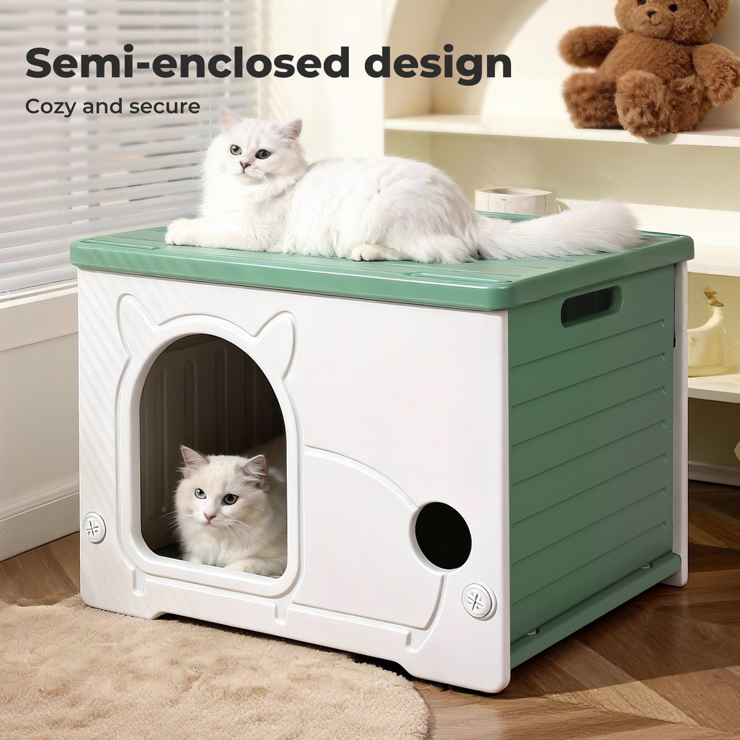 Skylos Dog Kennel Plastic Puppy Shelter Pet House Weatherproof Outdoor Indoor